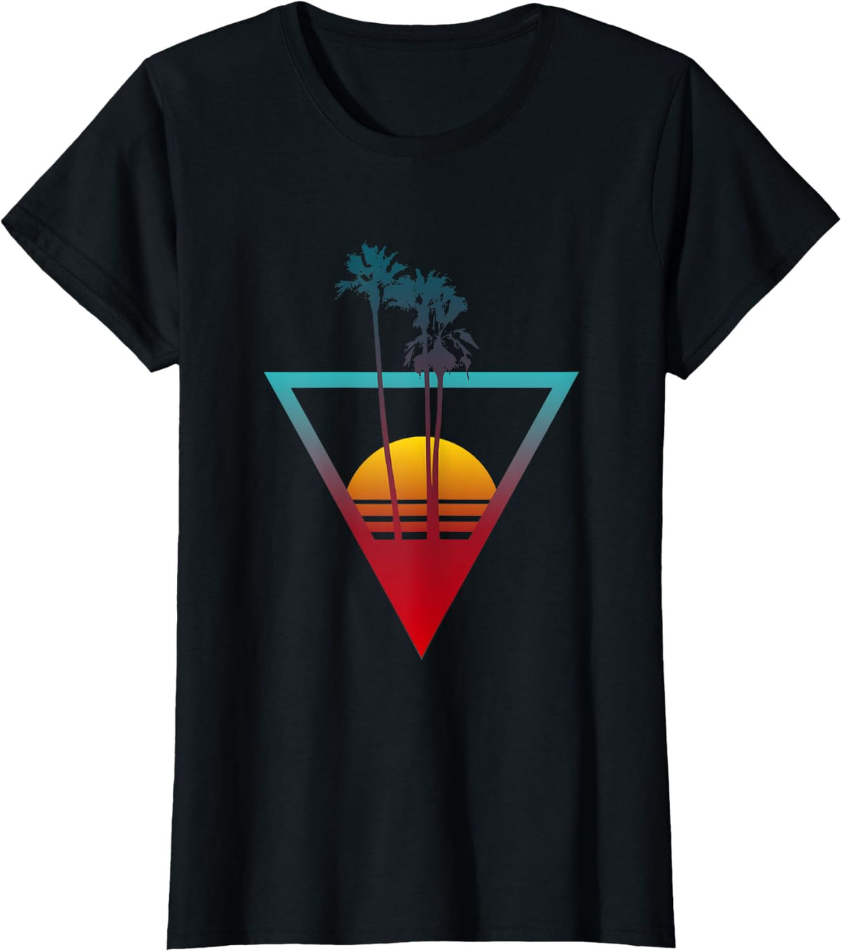 Synthwave Summer Sunset Men Women T-Shirt - Black
