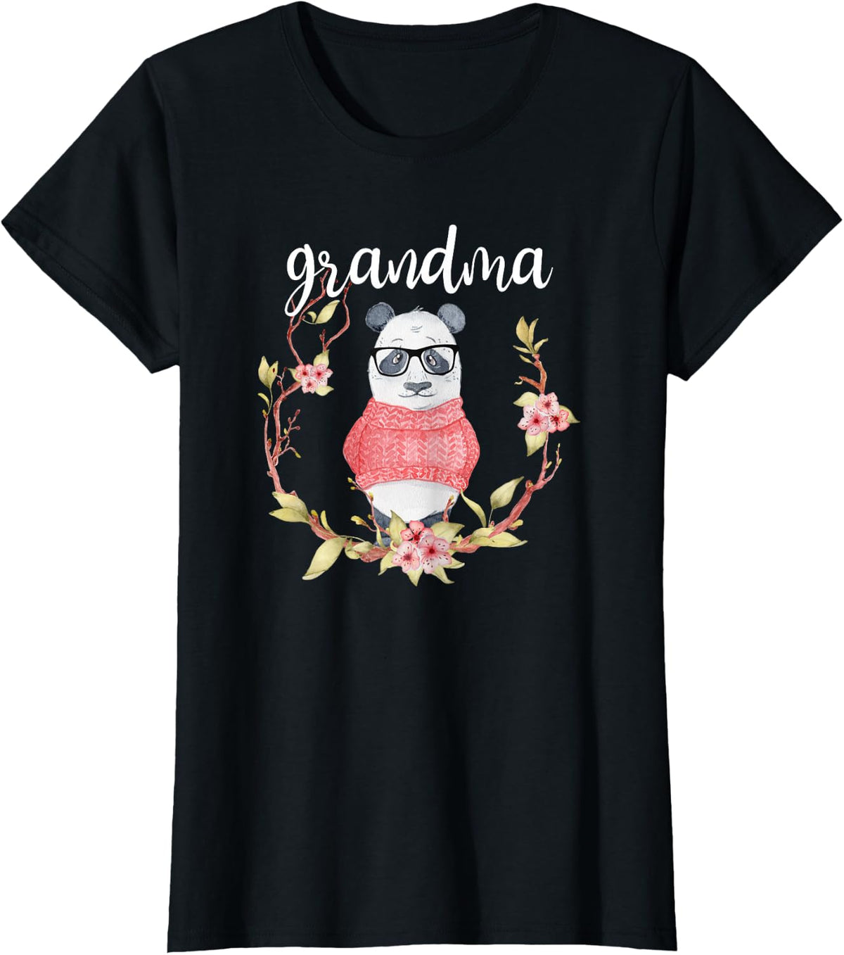 Grandma Panda Bear Nana Gift for Grandmom T-Shirt - Black