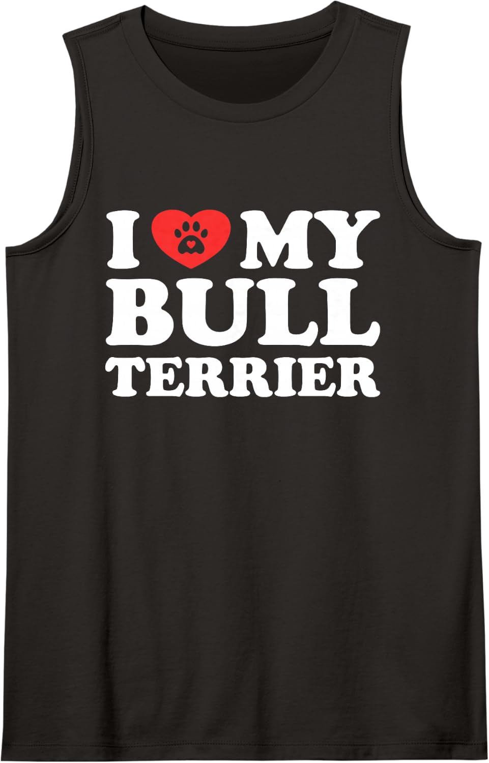 I Love My Bull Terrier Dog Paw with Heart Sleeveless Tank Top - Black