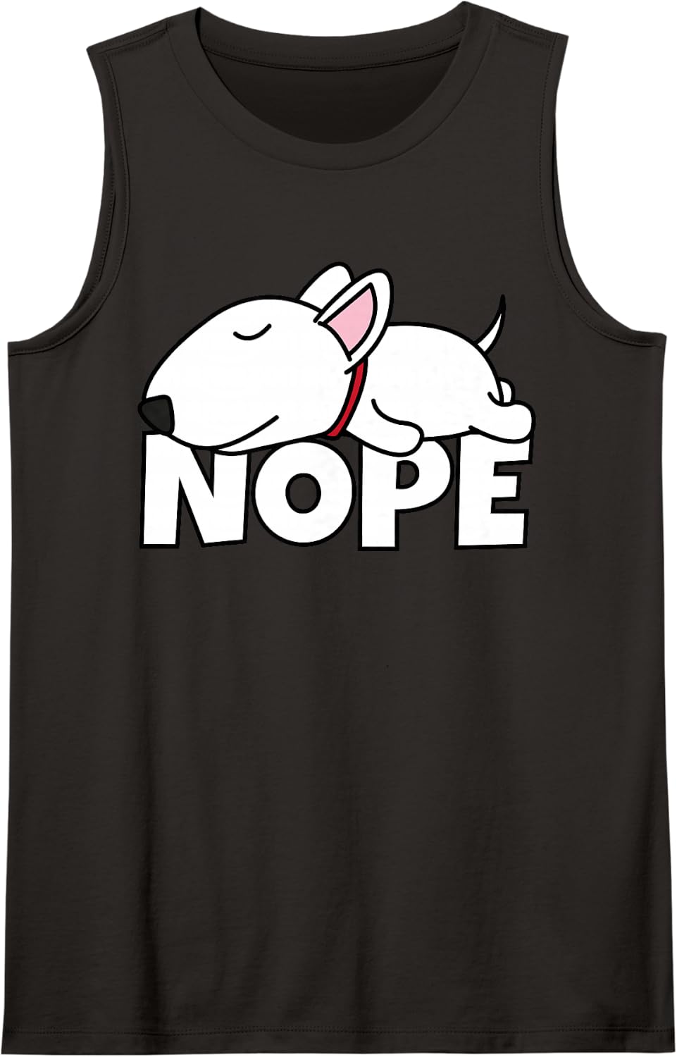 Lazy Bull Terrier Cute Dog Nope Sleeveless Tank Top - Black