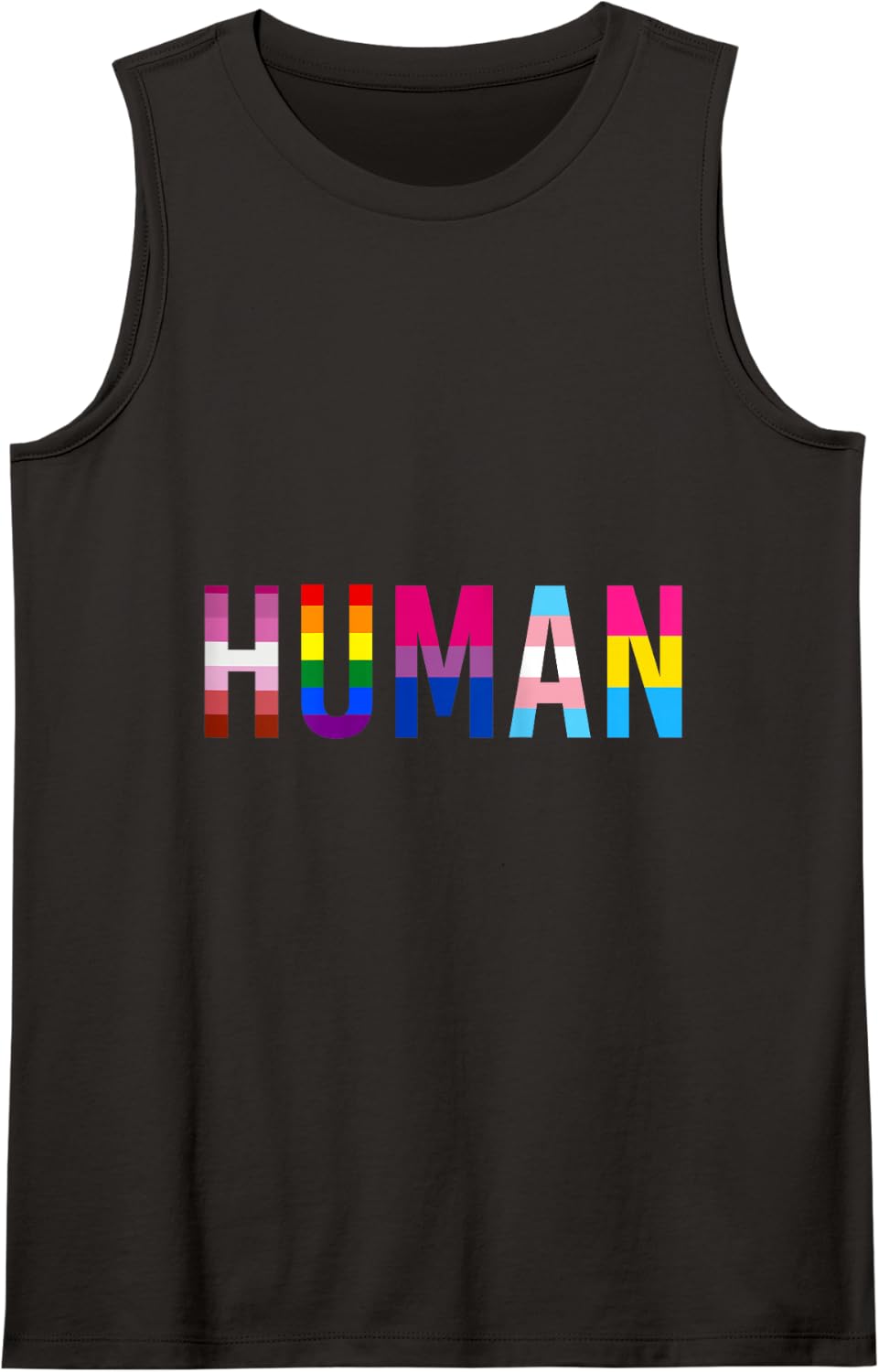 Human LGBT Flag Gay Pride Month Transgender Rainbow Lesbian Tank Top - Black
