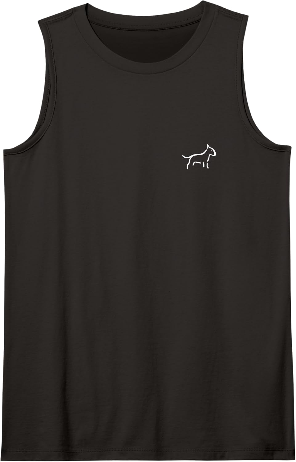 Simple Minimalist Badge Patch Line Art Bull Terrier Sleeveless Tank Top - Black