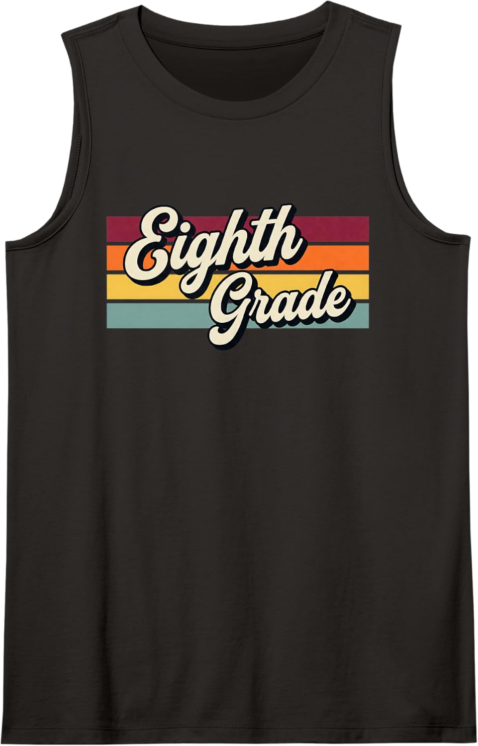 Retro Eighth Grade Vintage Back to School Student Teacher Sleeveless Tank Top - Black