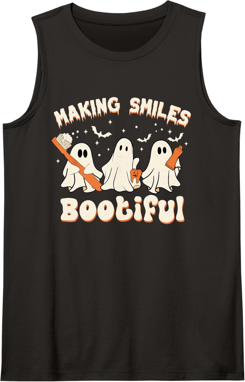 Making Smiles Bootiful Halloween Funny Ghost Dentist Dental Sleeveless Tank Top - Black