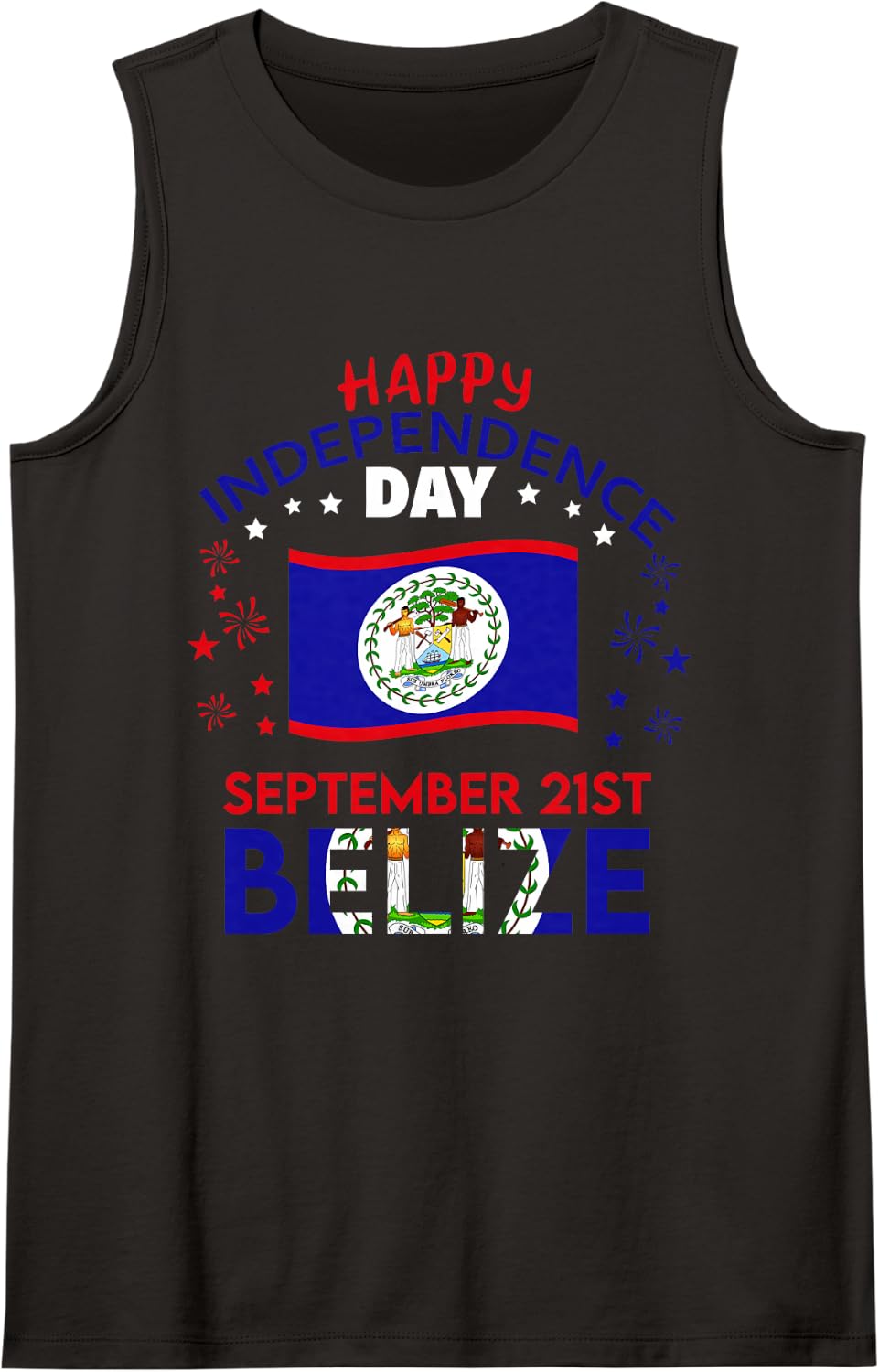 Belize 45th Independence Day Belizean Pride Belize Flag Tank Top - Black
