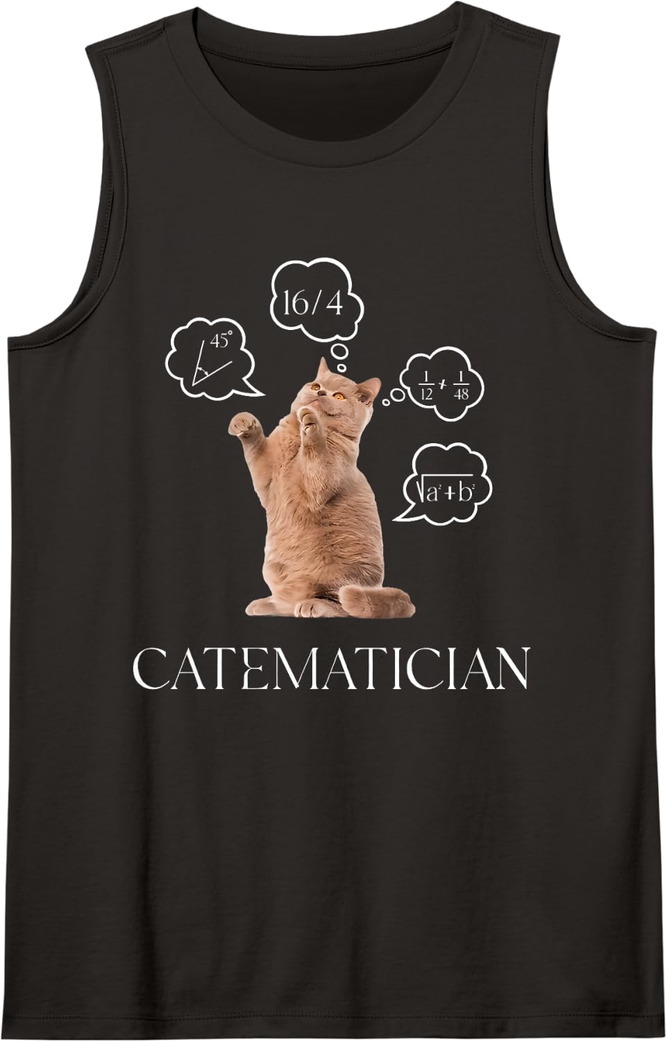 Catematician I Love Math and Cats Math Teacher Funny Sleeveless Tank Top - Black