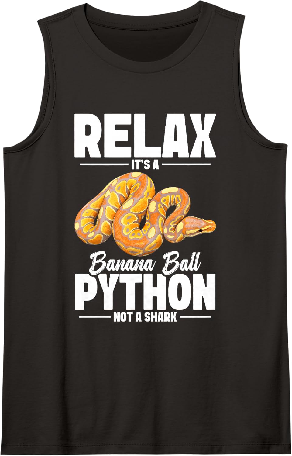 Ball Python Snake Enthusiast Relax Banana Ball Python Sleeveless Tank Top - Black