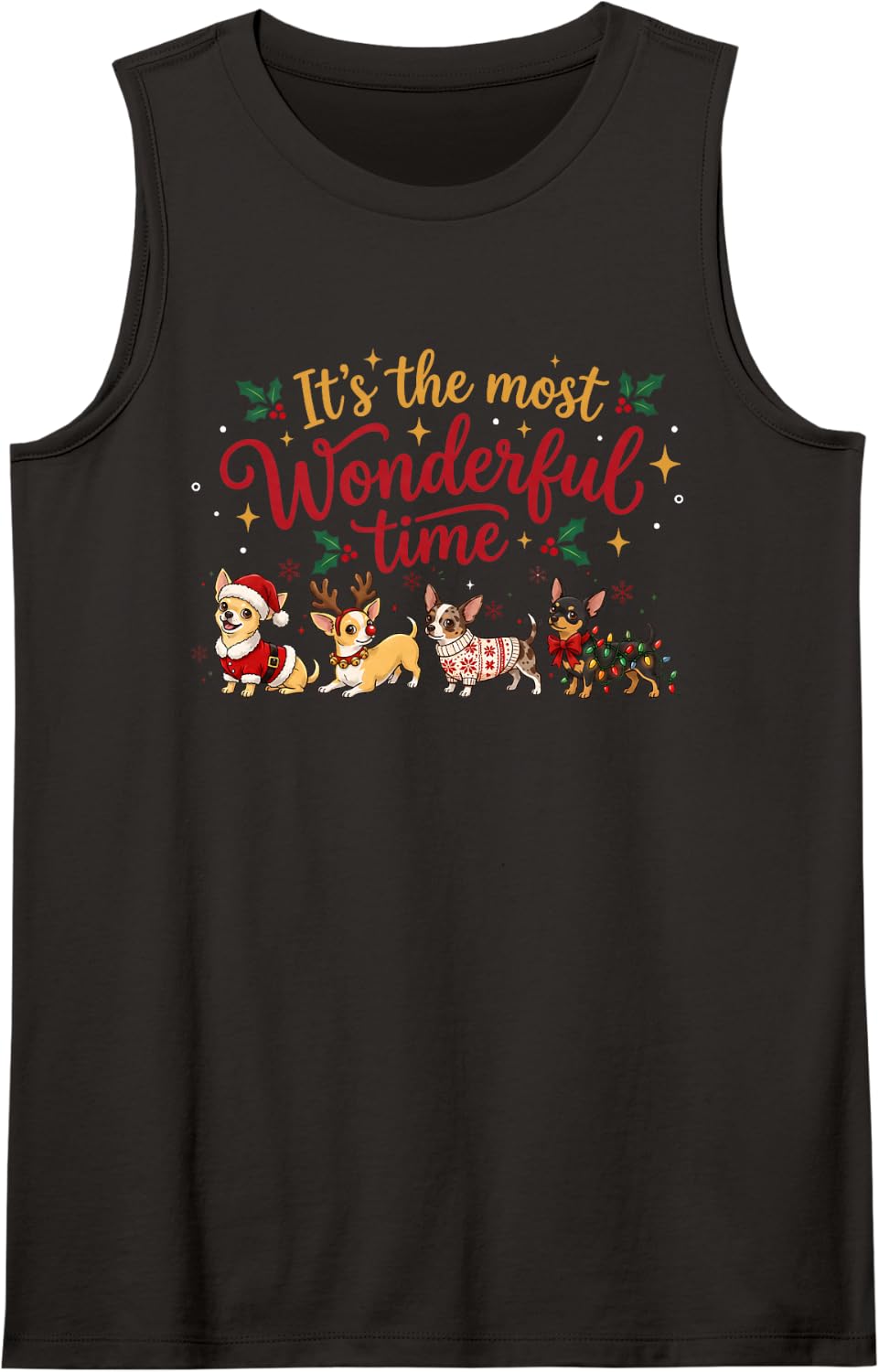 Funny Chihuahua Christmas Dog Lovers Holiday Sleeveless Tank Top - Black