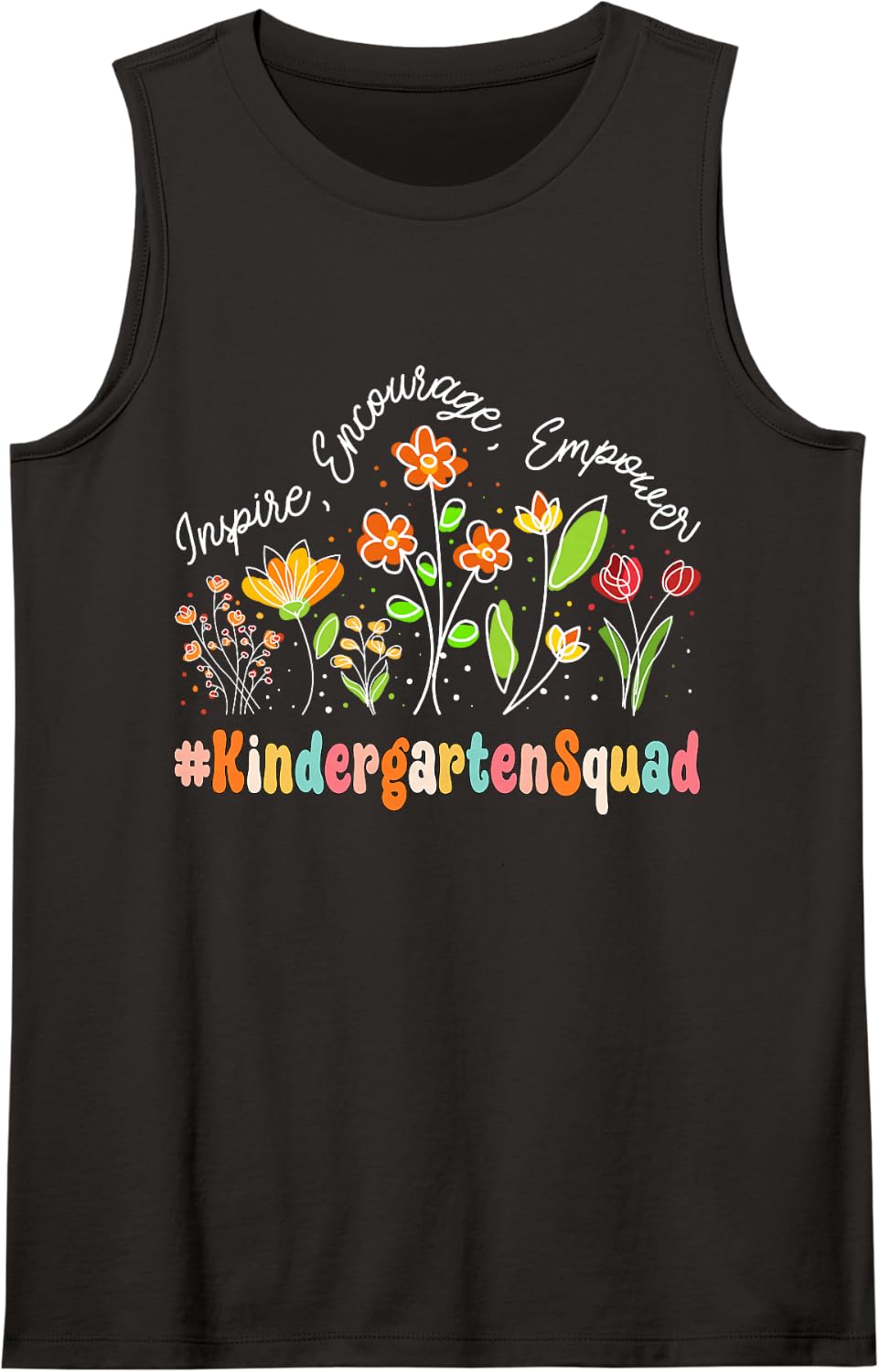 Kindergarten Squad Appreciation Week Teacher Back to School Sleeveless Tank Top - Black