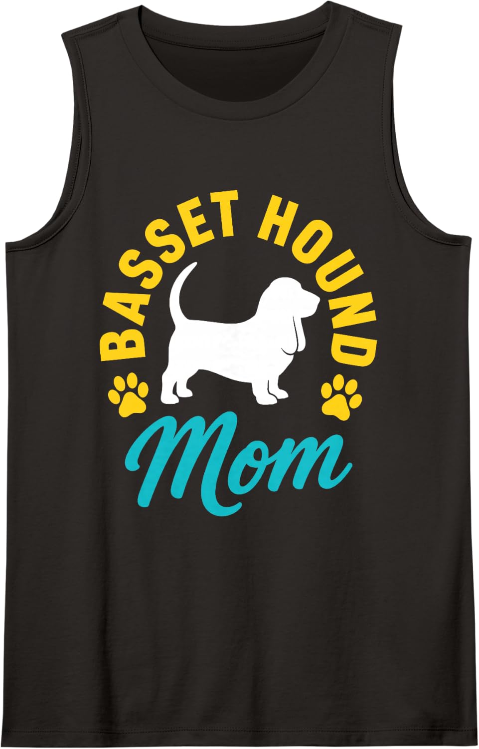 Basset Hound Mom Art for Women Girls Mama Basset Hound Mom Sleeveless Tank Top - Black