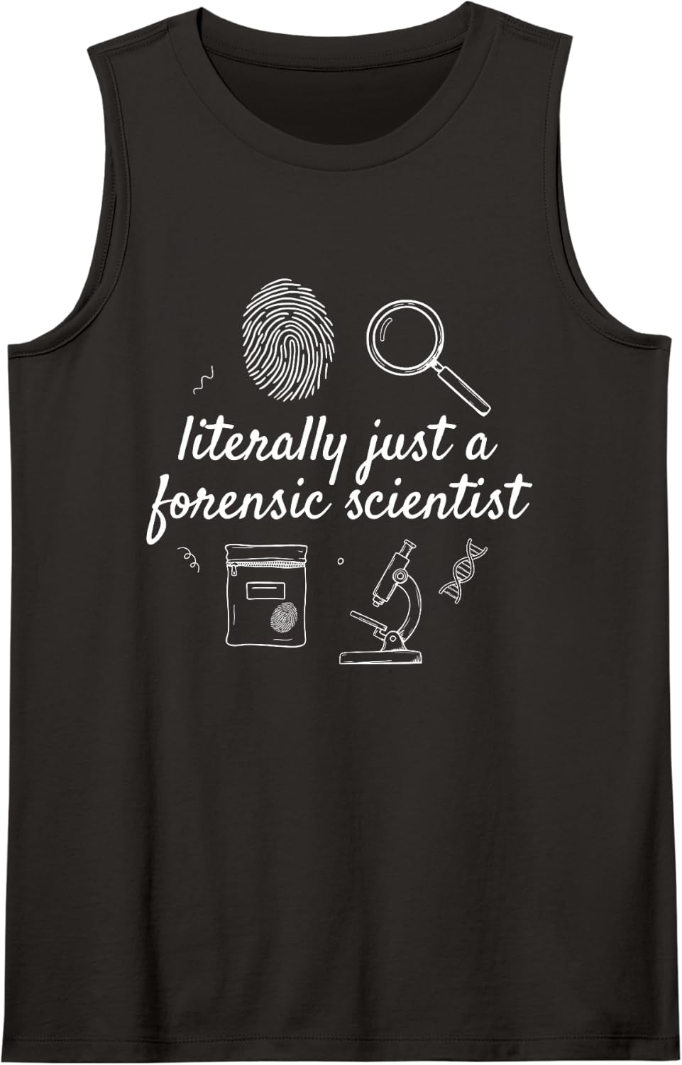 Forensic Scientist Crime Scene Investigator Analyst Science Sleeveless Tank Top - Black