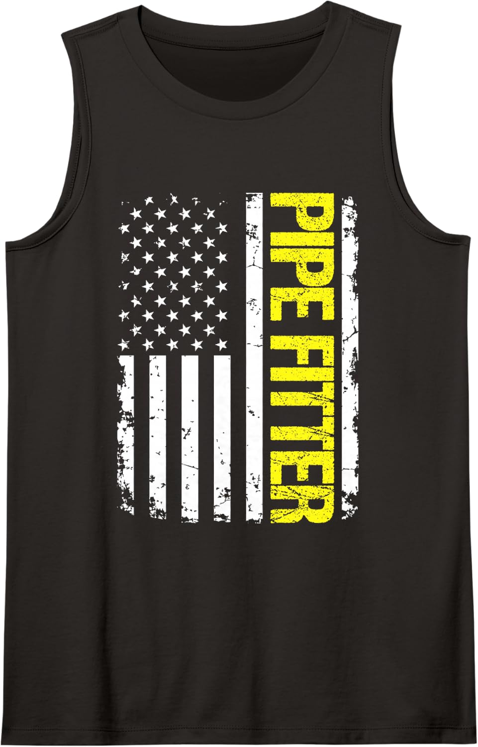 Pipe Fitter USA Flag Sleeveless Tank Top - Black