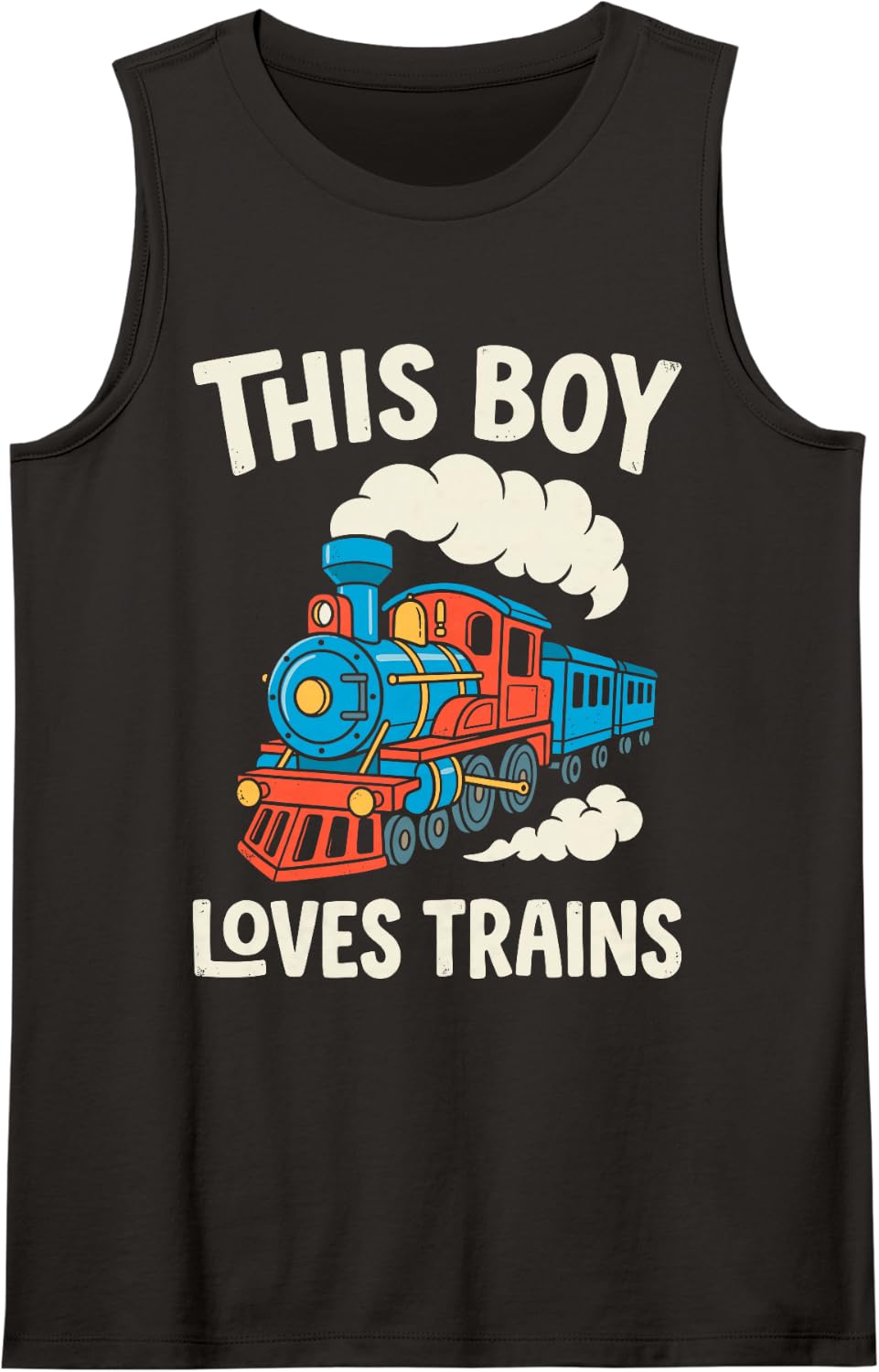 This Boy Loves Trains Lover Kid Railroad Railway Funny Tee Tank Top - Black