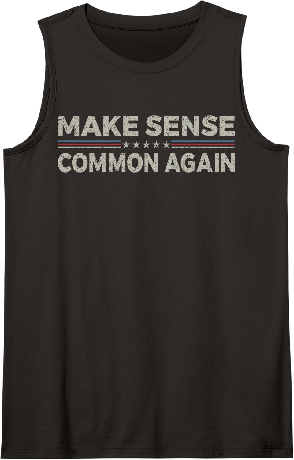 Make Sense Common Again Funny Saying Sarcastic Humor Vintage Sleeveless Tank Top - Black