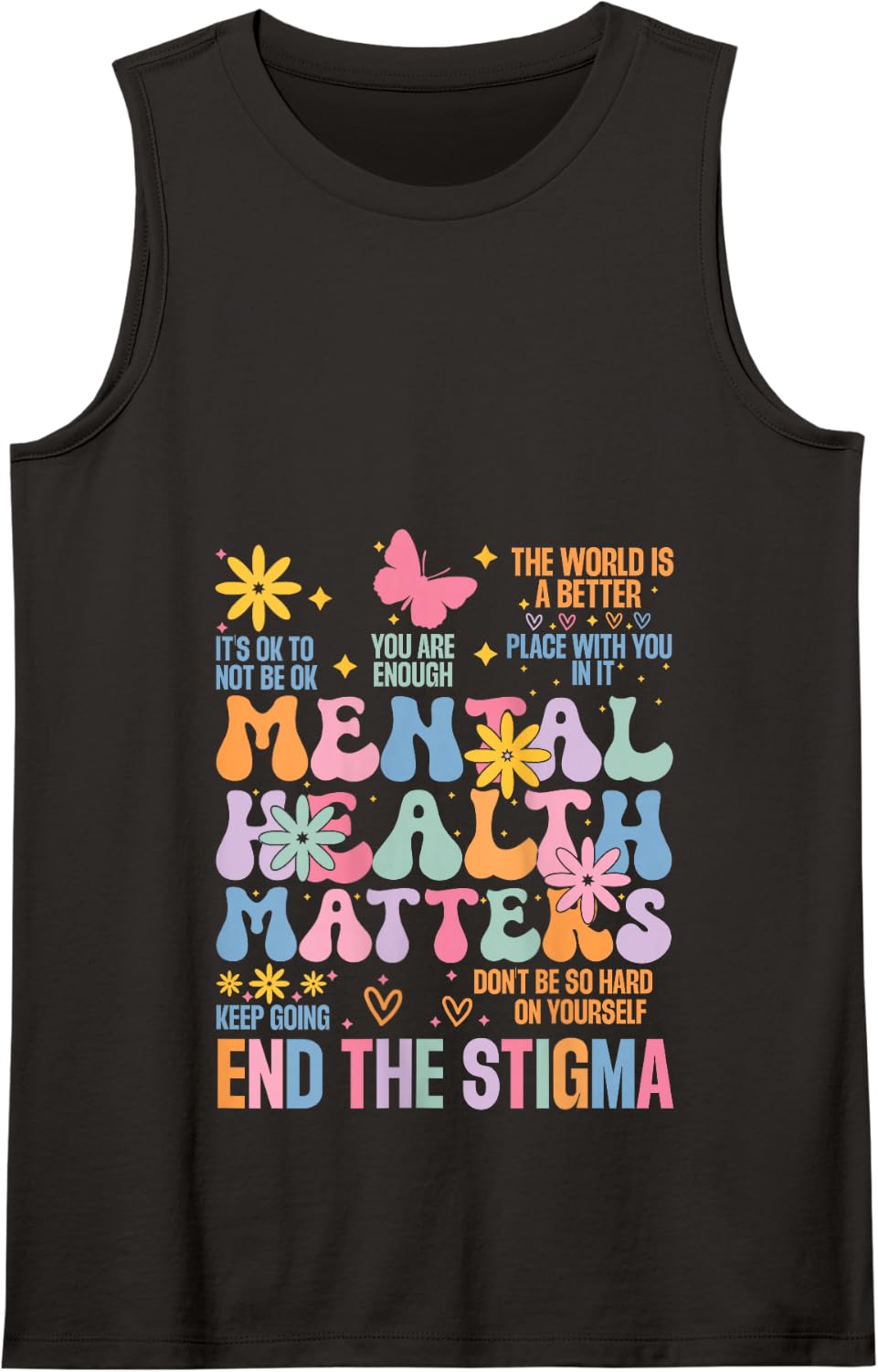 End The Stigma Mental Health Matters Tank Top - Black