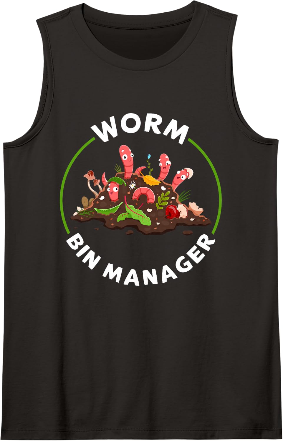 Worm Bin Manager Funny Vermicomposting Retro Style Sleeveless Tank Top - Black