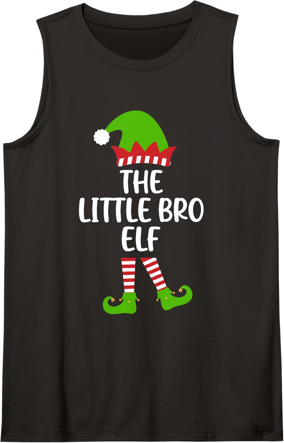 I'm the Little Bro Elf Xmas Party Matching Family Group Sleeveless Tank Top - Black