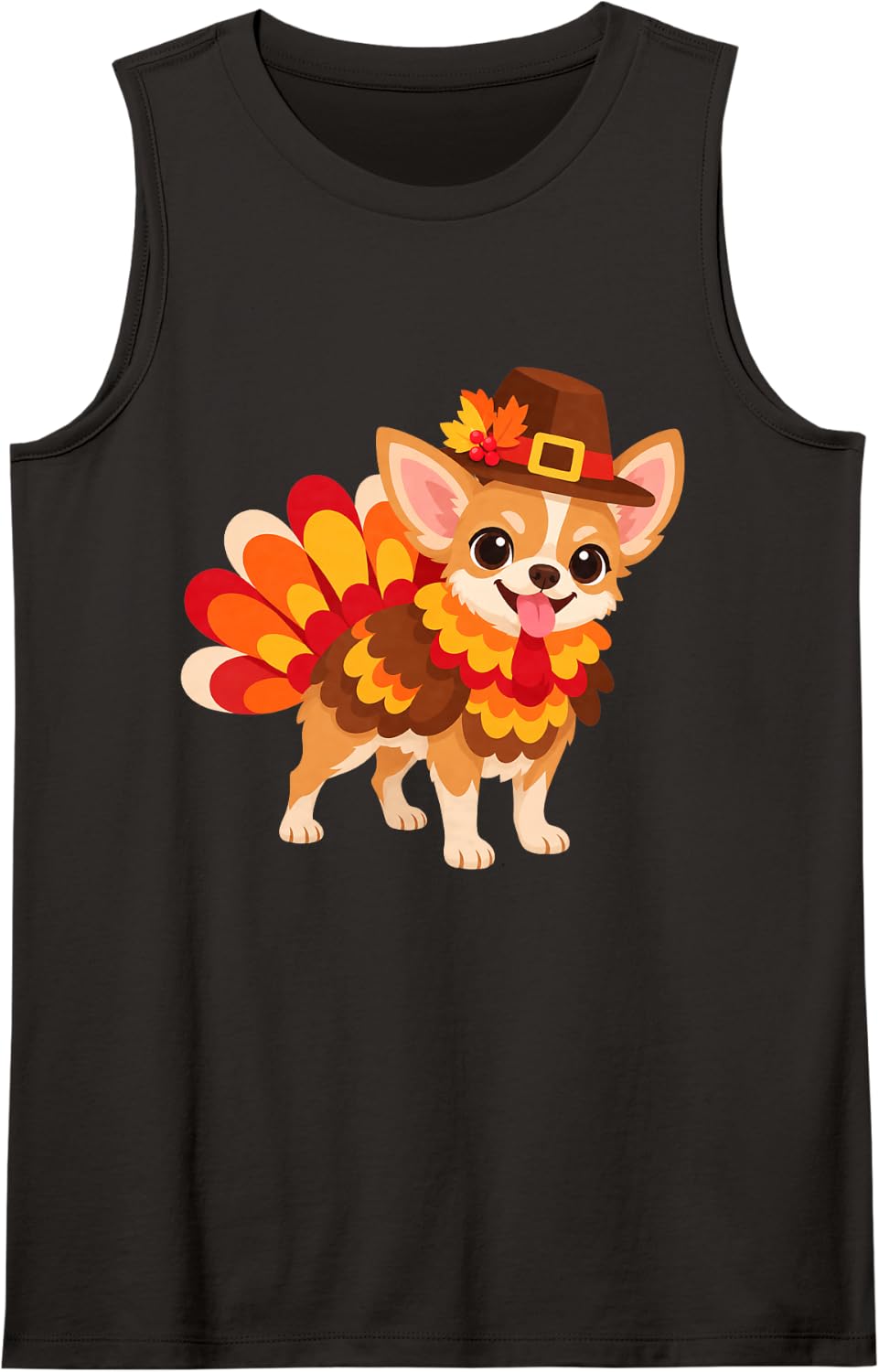 Funny Turkey Chihuahua Women Men Dog Lovers Thanksgiving Sleeveless Tank Top - Black