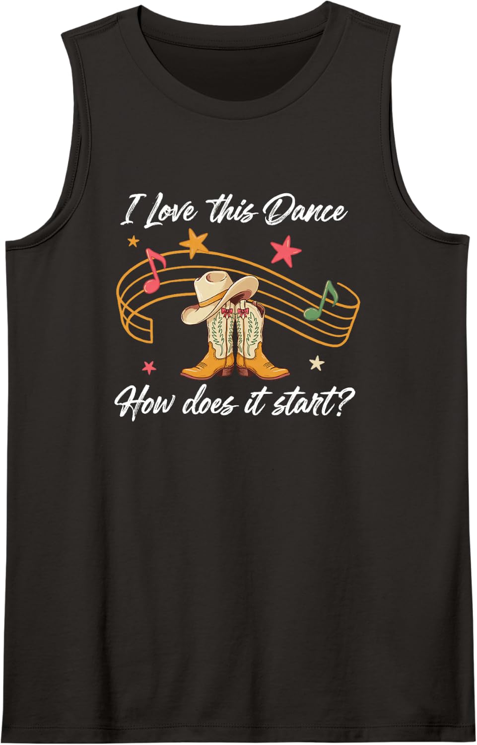 I Love This Dance How Does It Start Funny Line Dancing Joke Sleeveless Tank Top - Black