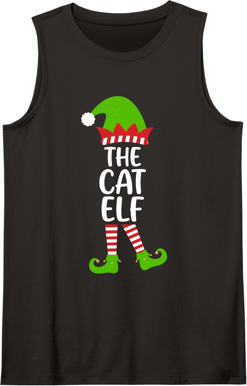 I'm the Cat Elf Funny Xmas Party Matching Family Group Sleeveless Tank Top - Black