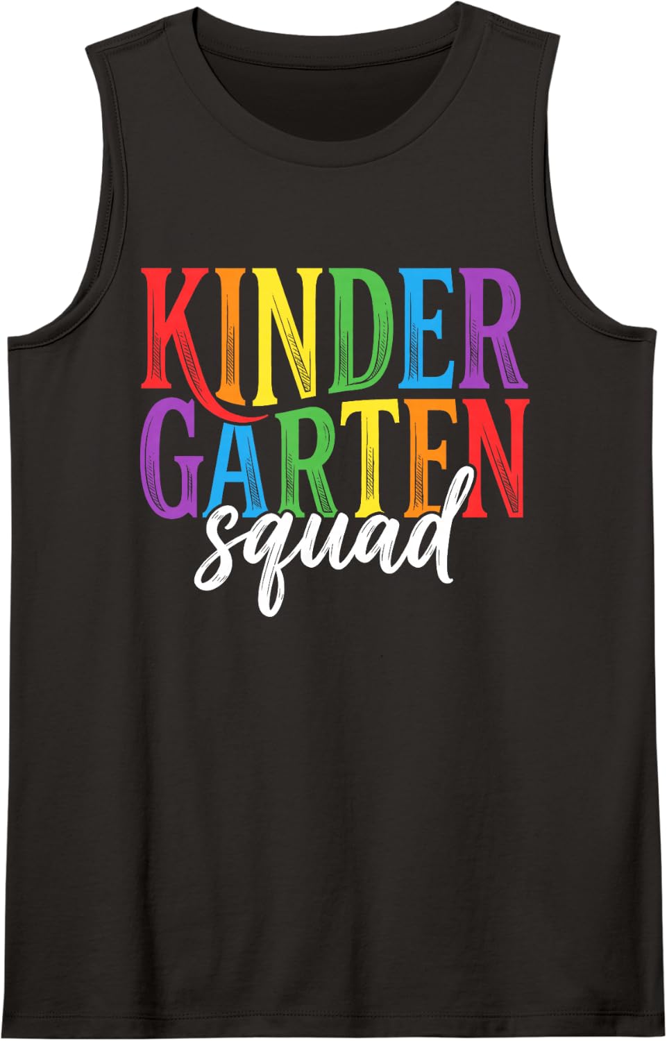Kindergarten Squad Teacher Back to School Team Sleeveless Tank Top - Black