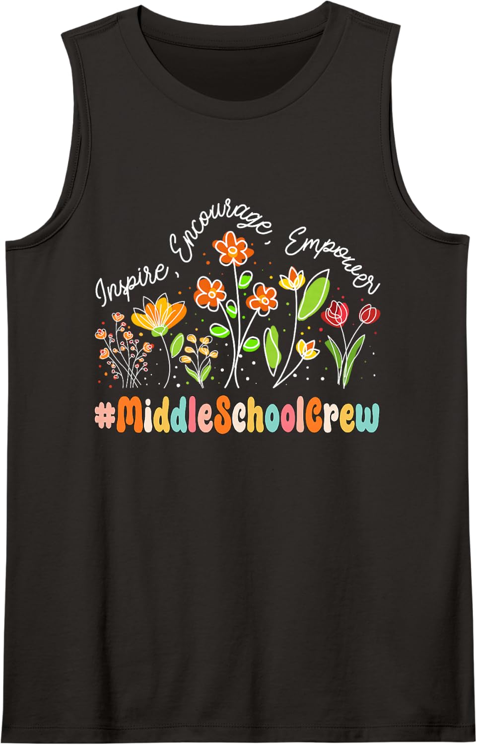Middle School Crew Appreciation Week Teacher Back to School Sleeveless Tank Top - Black
