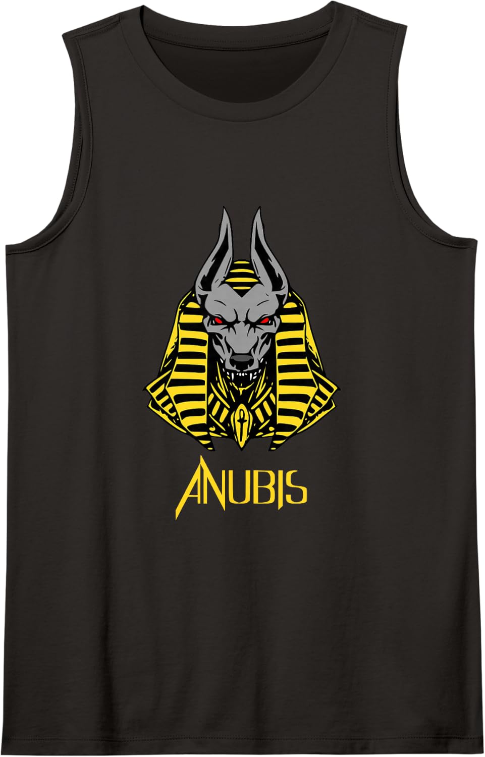 Anubis Egyptian God Art Hieroglyphics Pyramid Protector Sleeveless Tank Top - Black
