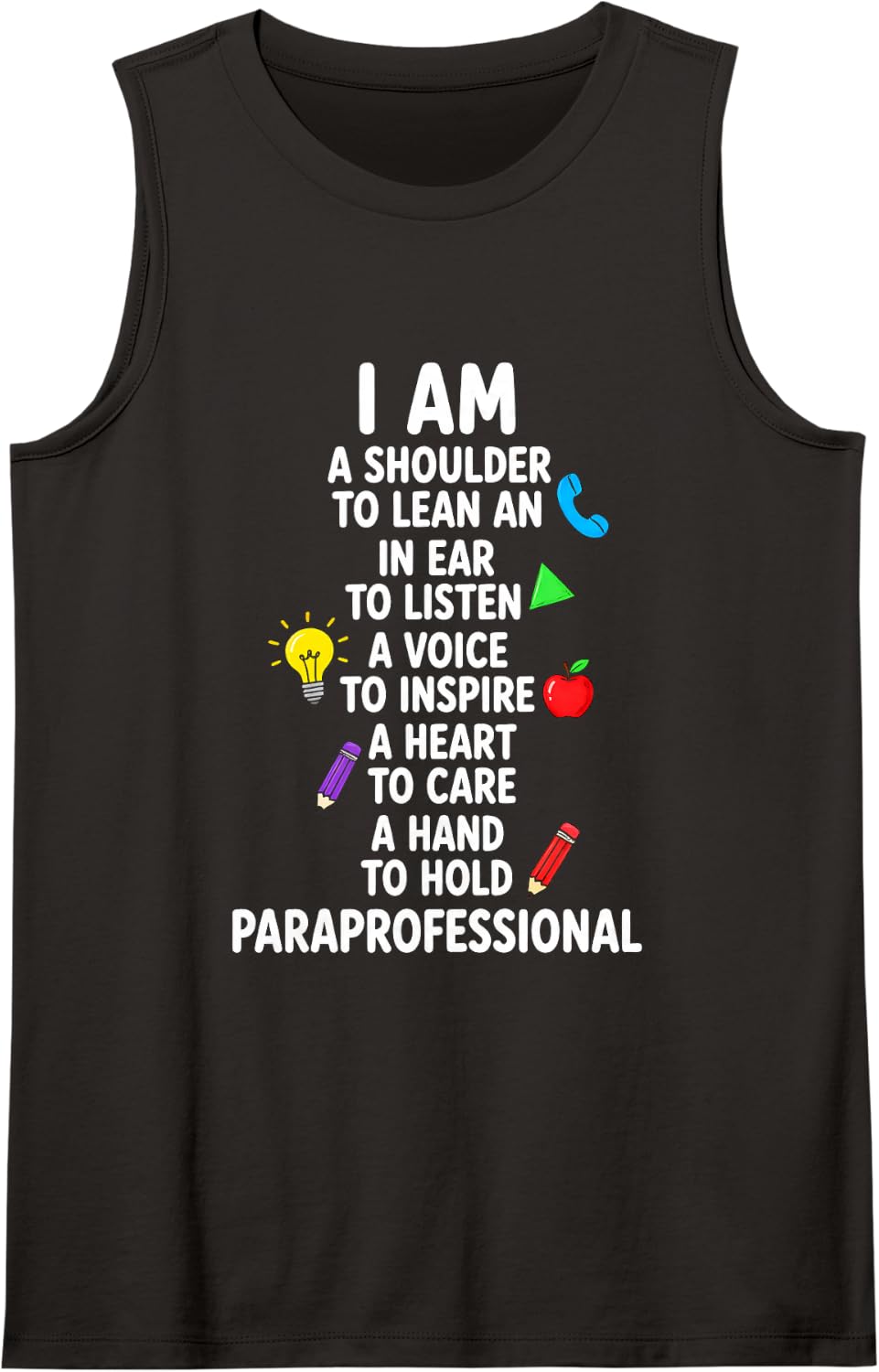 Funny Paraprofessional Saying Sarcastic Humorous Sleeveless Tank Top - Black