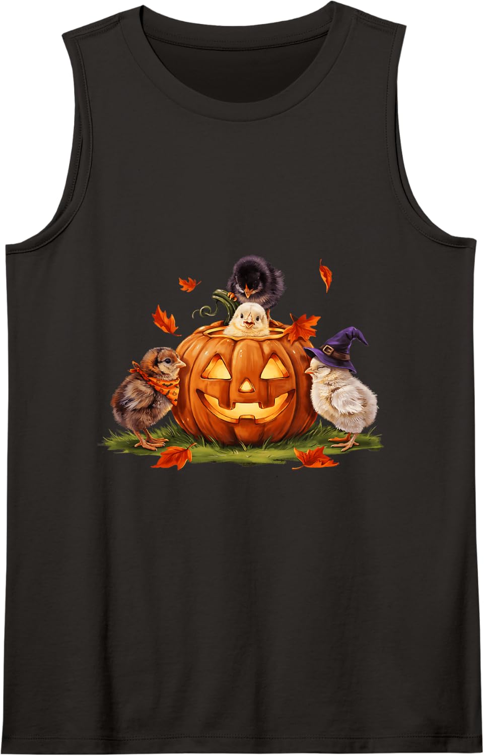 Halloween Chicken Pumpkin Spooky Season Costume Tank Top - Black
