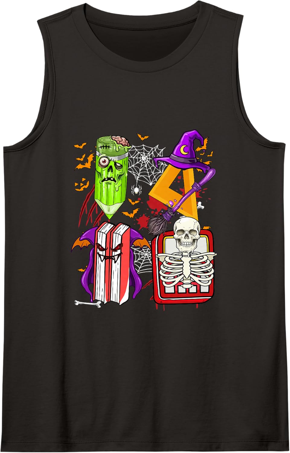 Horror Teacher Tools As Witch Zombie Halloween Job Team Tank Top - Black