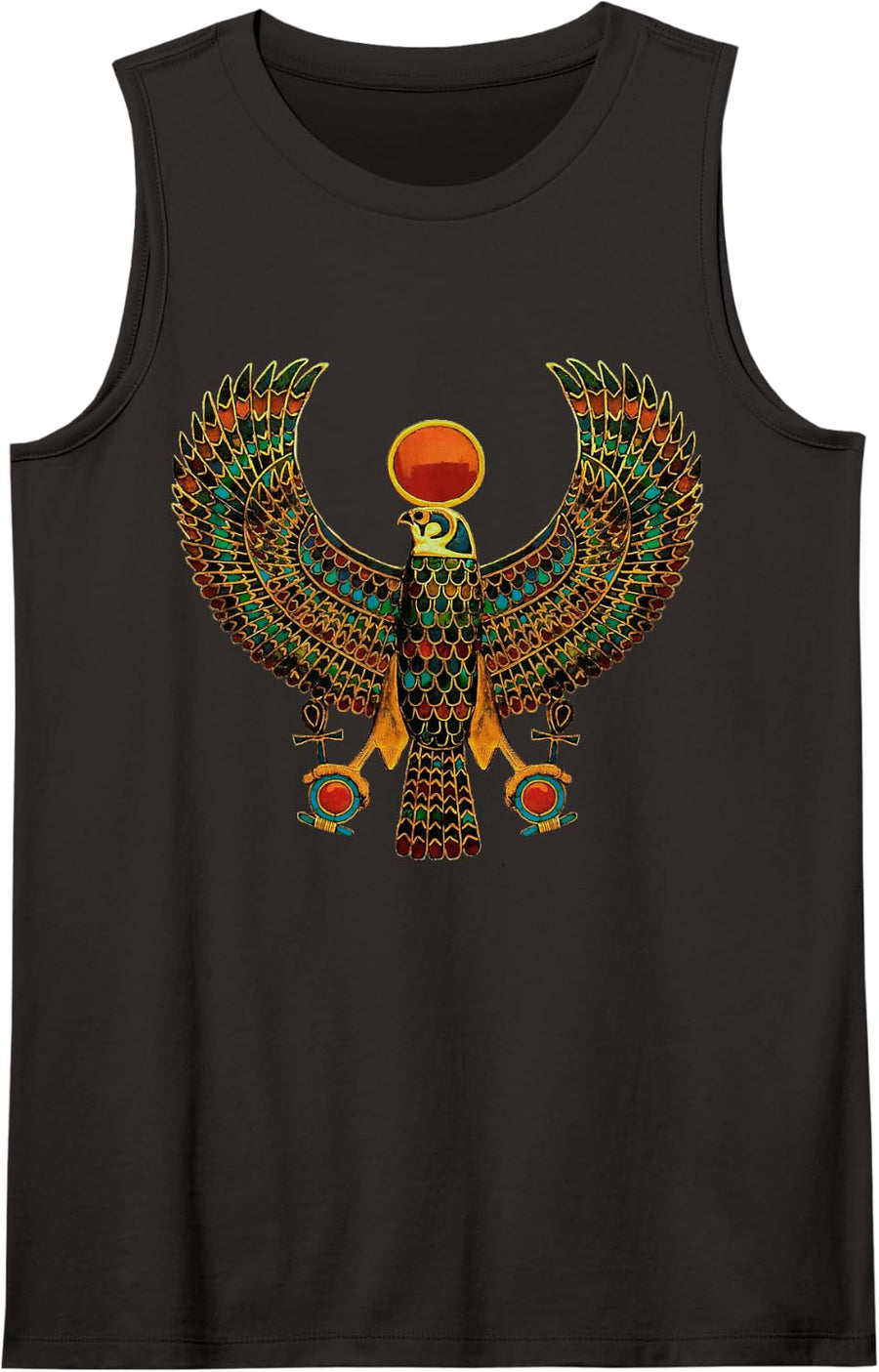 Horus Ancient Egyptian Falcon Hieroglyph T-Shirt Sleeveless Tank Top - Black
