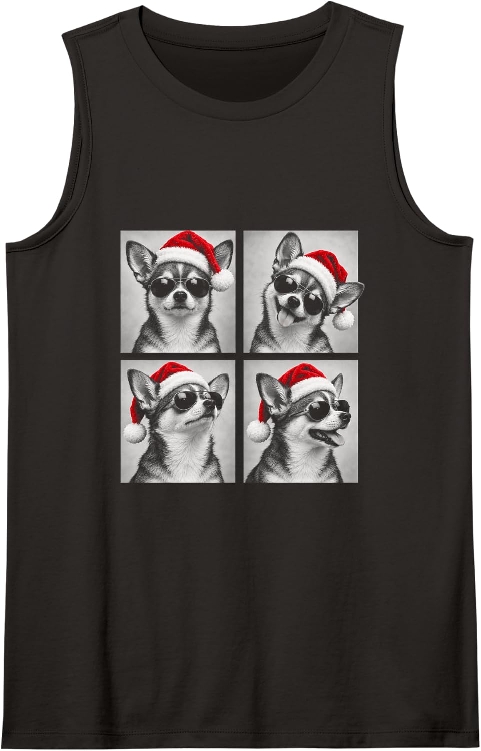 Tri Color Chihuahua Dad Mom Christmas Dog Lover Outfit Sleeveless Tank Top - Black