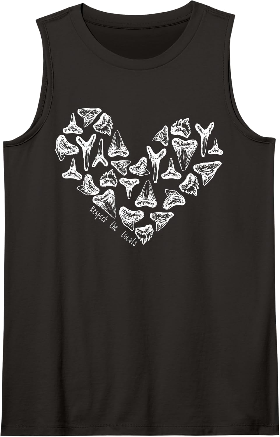 Types of Sharks Tooth Heart Marine Biology Fossil Collector Sleeveless Tank Top - Black