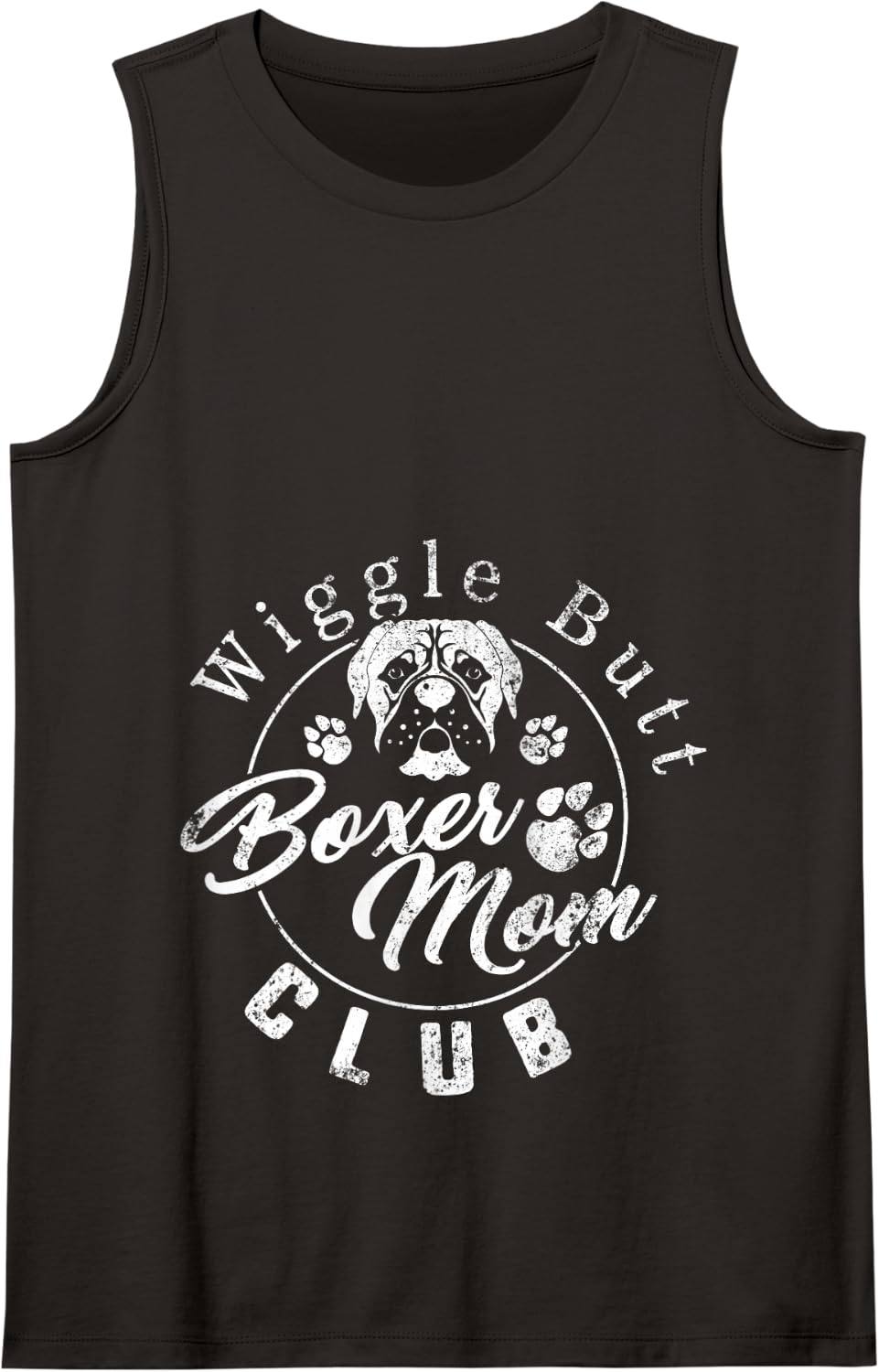 Wiggle Butt Boxer Mom Club Boxer Dog Mom Dog Dad Women Girls Tank Top - Black