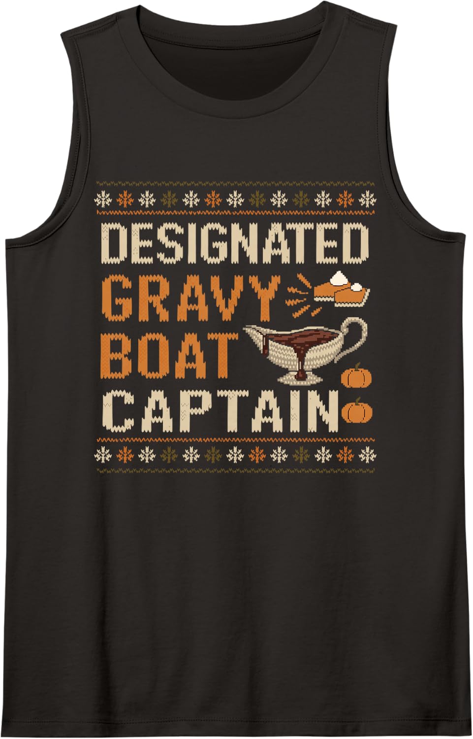 Designated Gravy Boat Captain Thanksgiving Dinner Family Tee Sleeveless Tank Top - Black