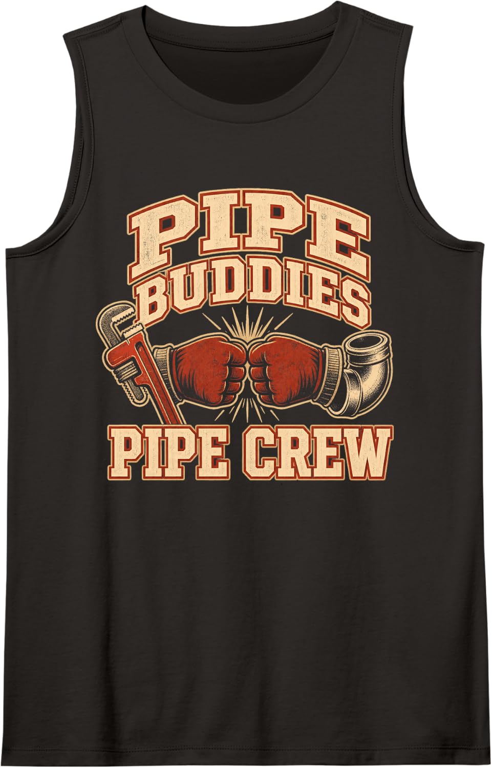 Pipe Buddies Pipe Crew Plumbing Sleeveless Tank Top - Black