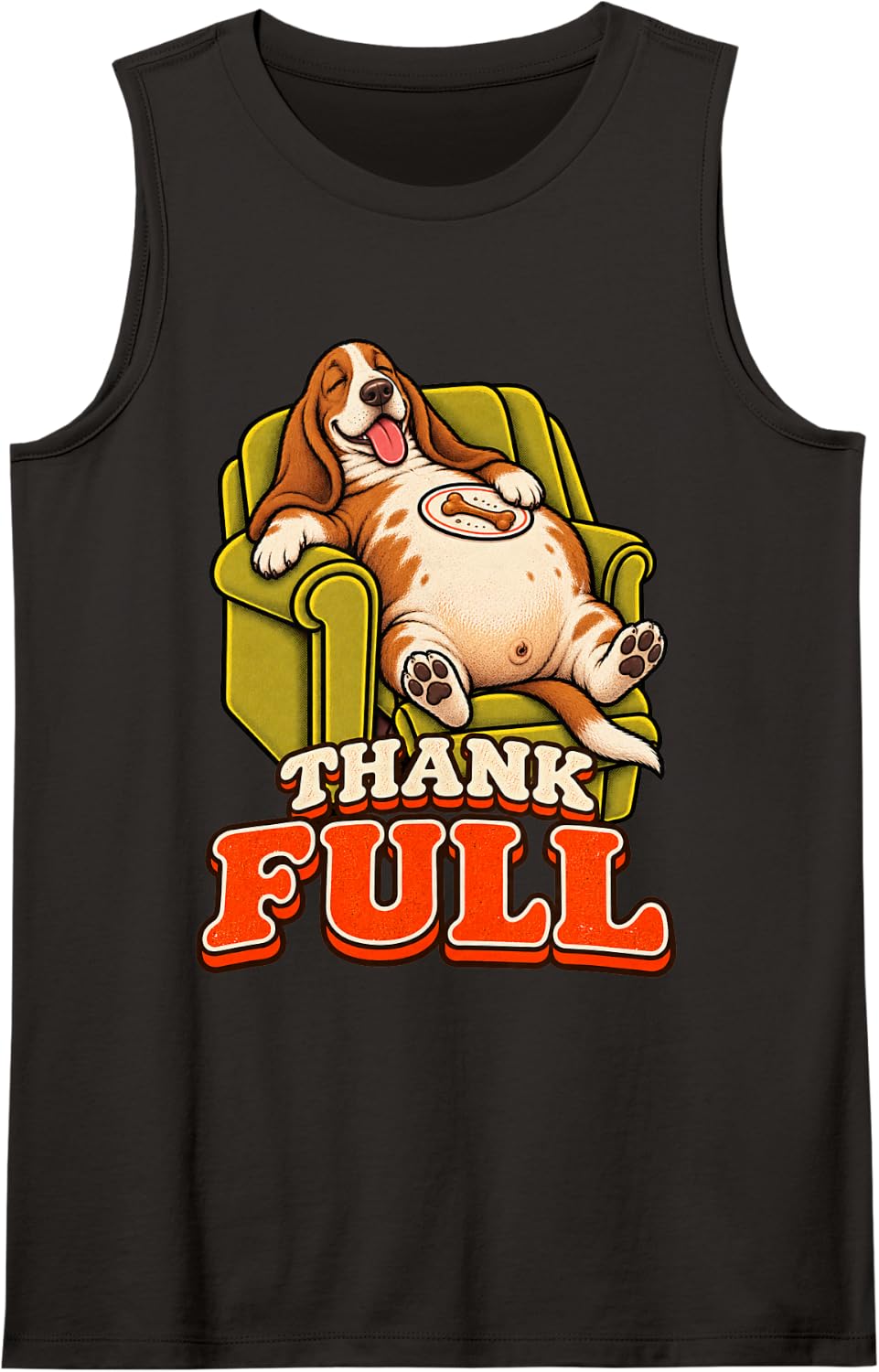 Basset Hound Funny Turkey Day Retro Vintage Overeat Sleep Sleeveless Tank Top - Black