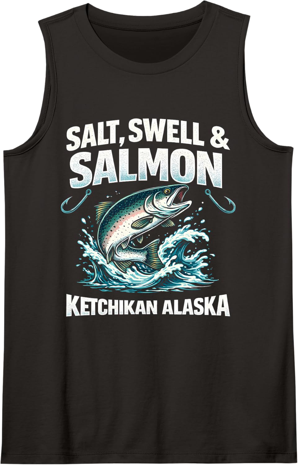 Ketchikan Alaska Salmon Fishing Under Pressure Wildest Sleeveless Tank Top - Black