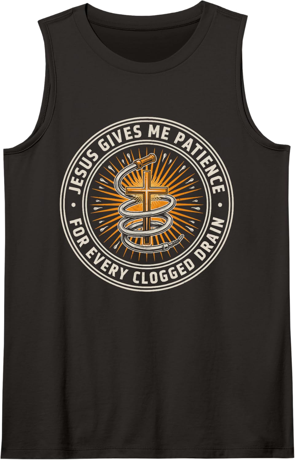 Christian Plumber Jesus Christ Pipefitter Plumbing Sleeveless Tank Top - Black