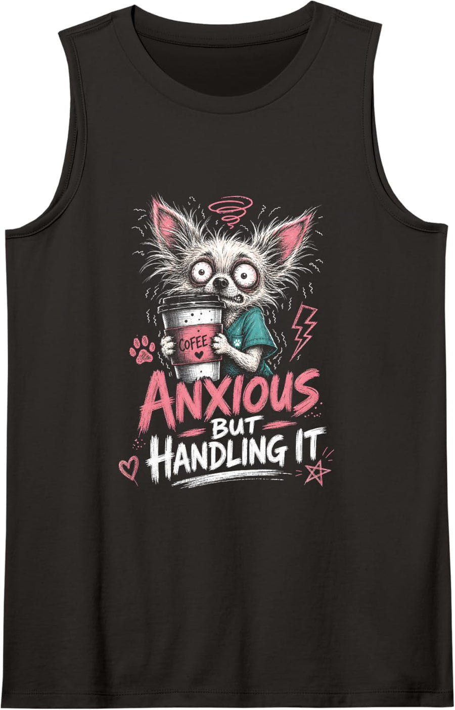 Chihuahua Anxious but handling it Dog mom Vet tech Sleeveless Tank Top - Black