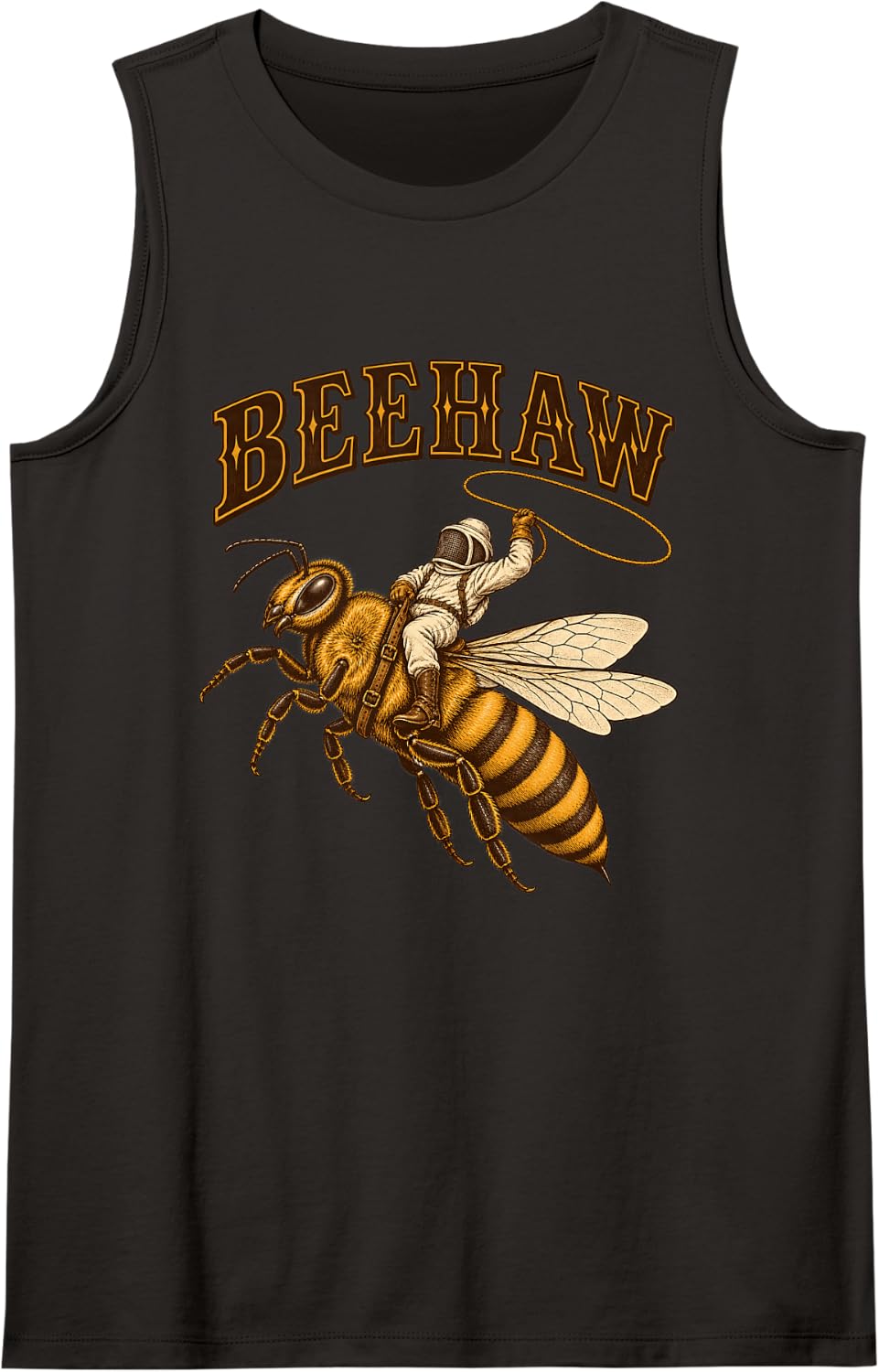 Beekeeper Beekeeping Honey Bee Cowboy Farm Life Beehaw Sleeveless Tank Top - Black