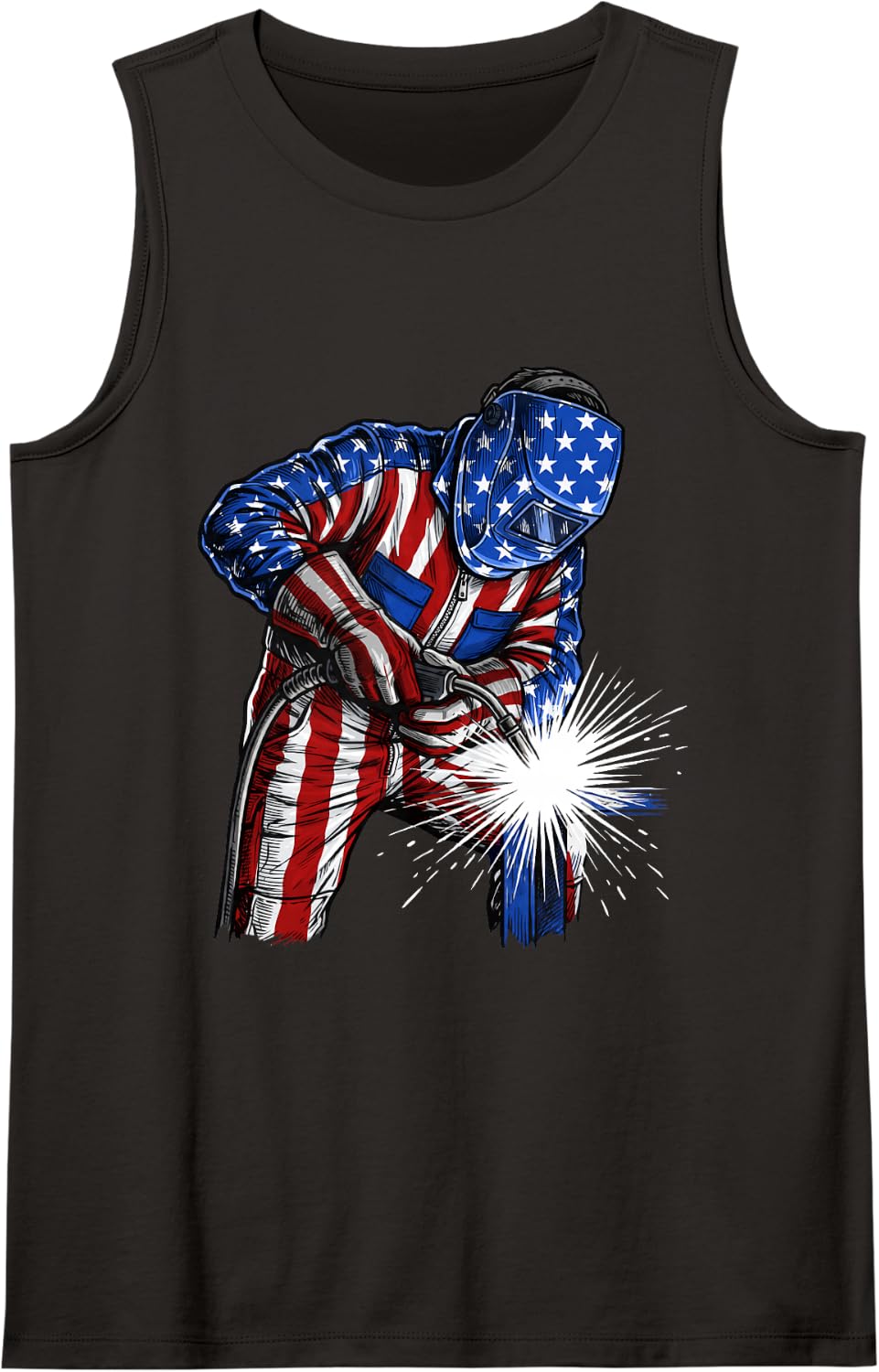 Welder US Flag - Welding Metalworker Ironworker Tank Top - Black