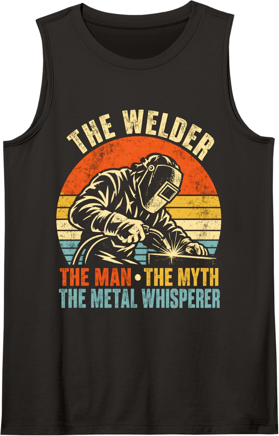 Vintage Welder Funny Welding Metal Worker Men Dad Grandpa Sleeveless Tank Top - Black