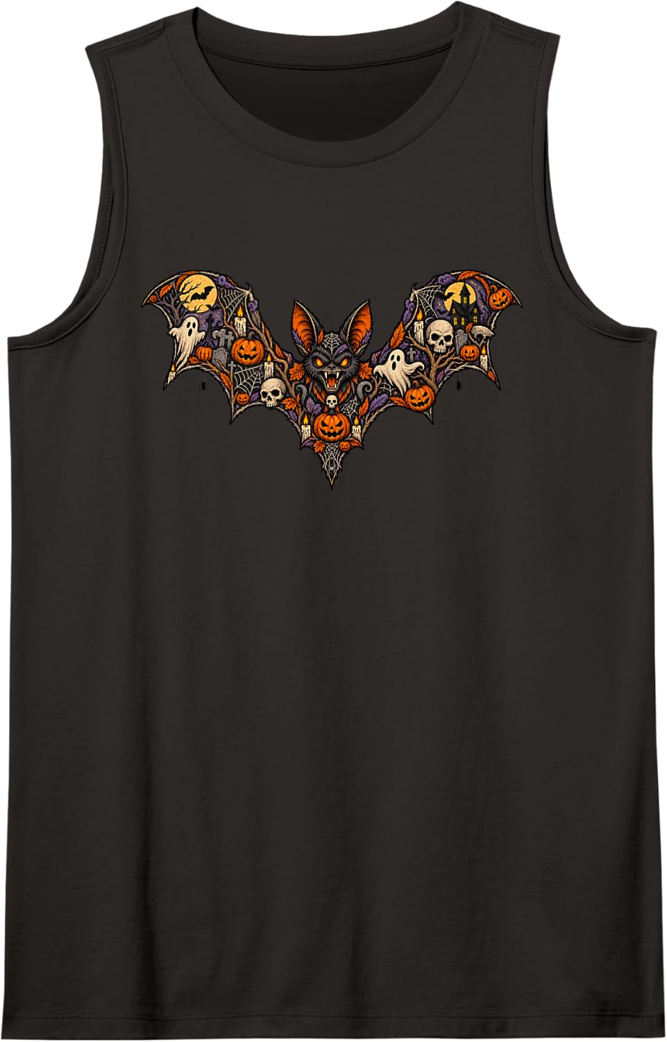 Bat Halloween Spooky Tank Top - Black