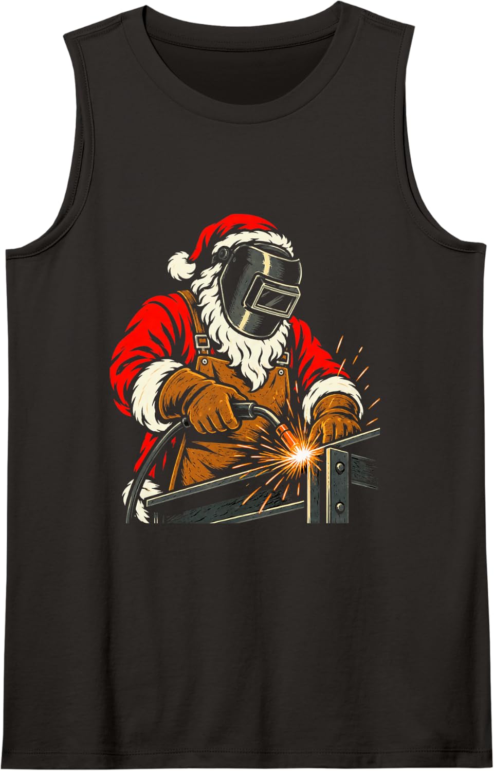Welder Santa Christmas Welding Metal Fabrication Shop Humor Sleeveless Tank Top - Black