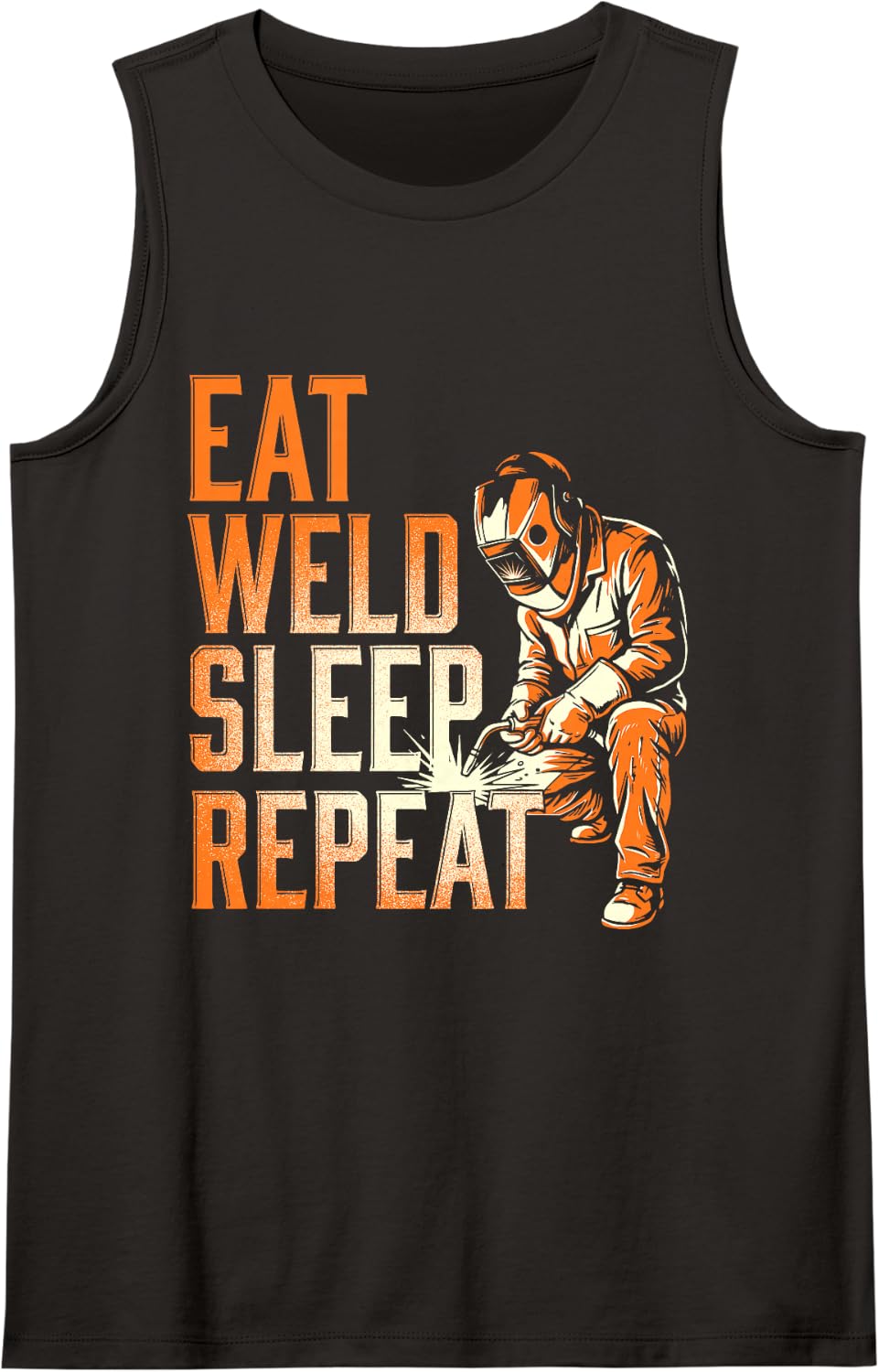 Eat Weld Sleep Repeat - Welder Metalworker Ironworker Tank Top - Black