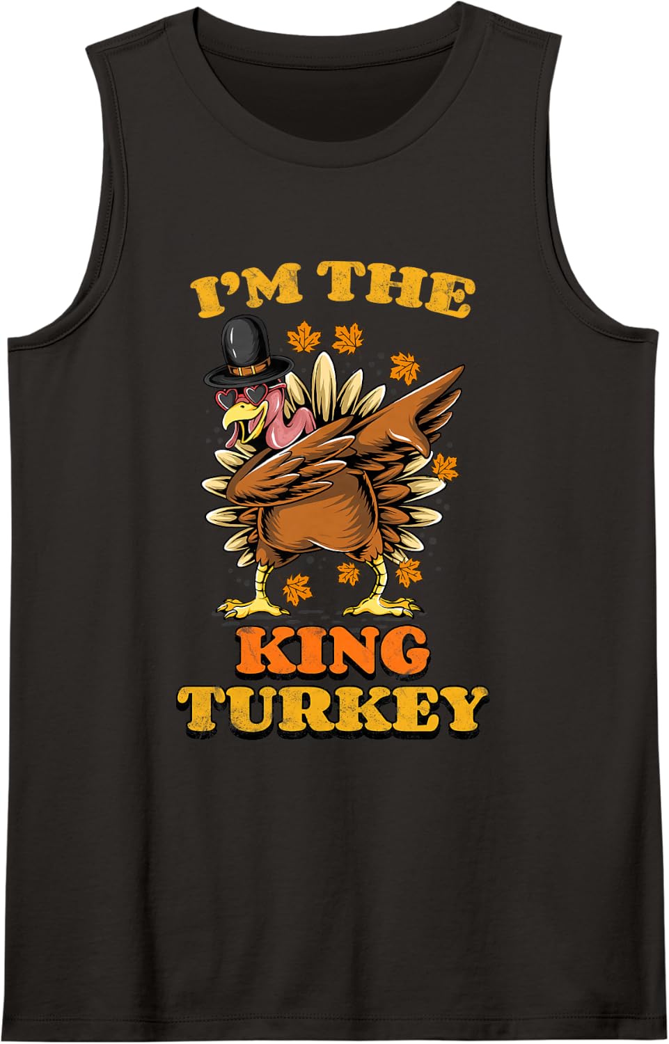 I'm King Turkey Matching Family Thanksgiving Party Pajama Sleeveless Tank Top - Black