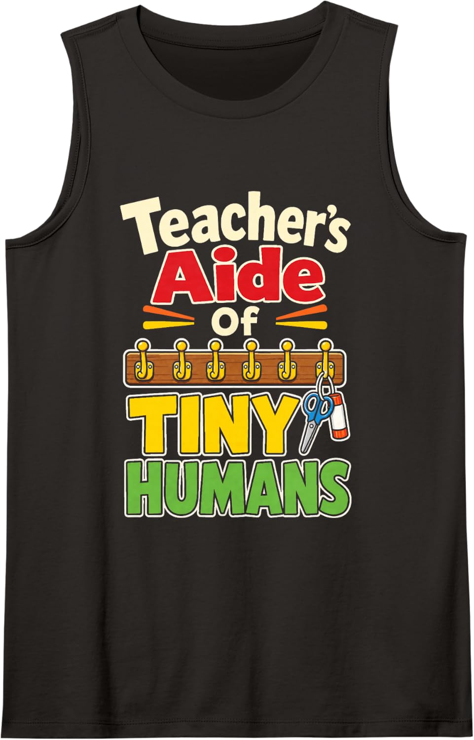 Teacher's Aide of Tiny Humans Paraprofessional Gift Sleeveless Tank Top - Black