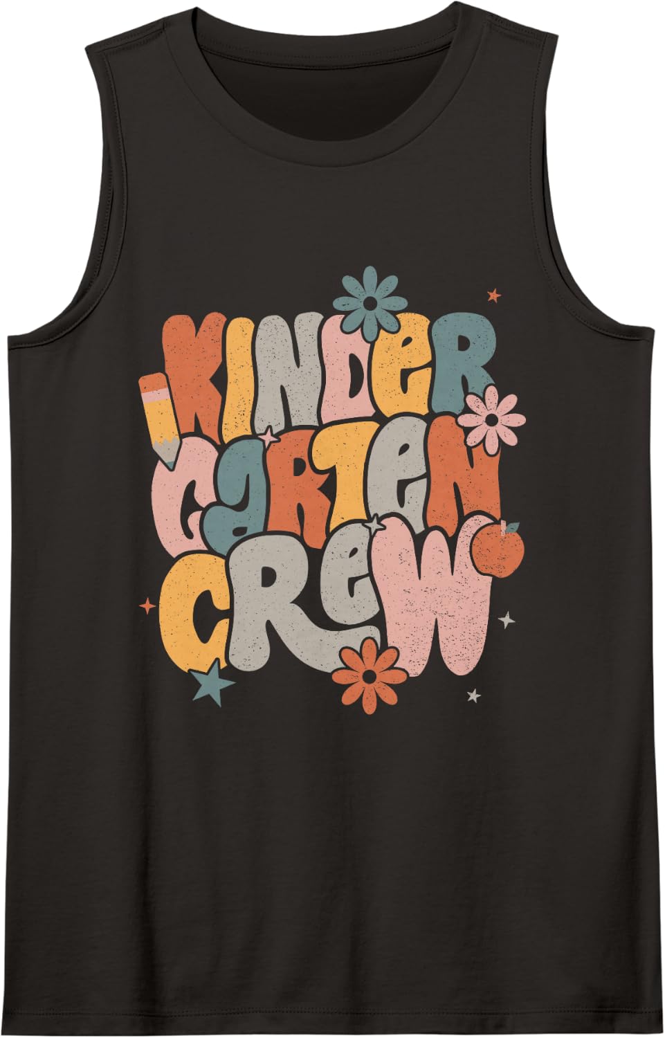 Back to School Kindergarten Crew Tshirt Kinder Teacher Sleeveless Tank Top - Black