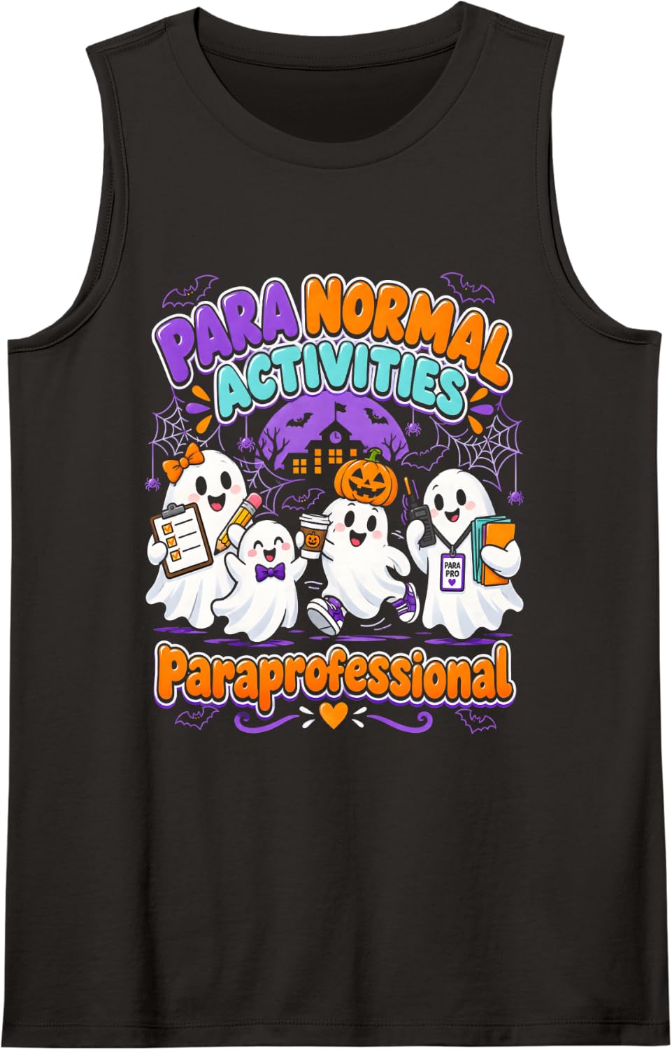 Paraprofessional Halloween Teacher para Normal Activities Sleeveless Tank Top - Black